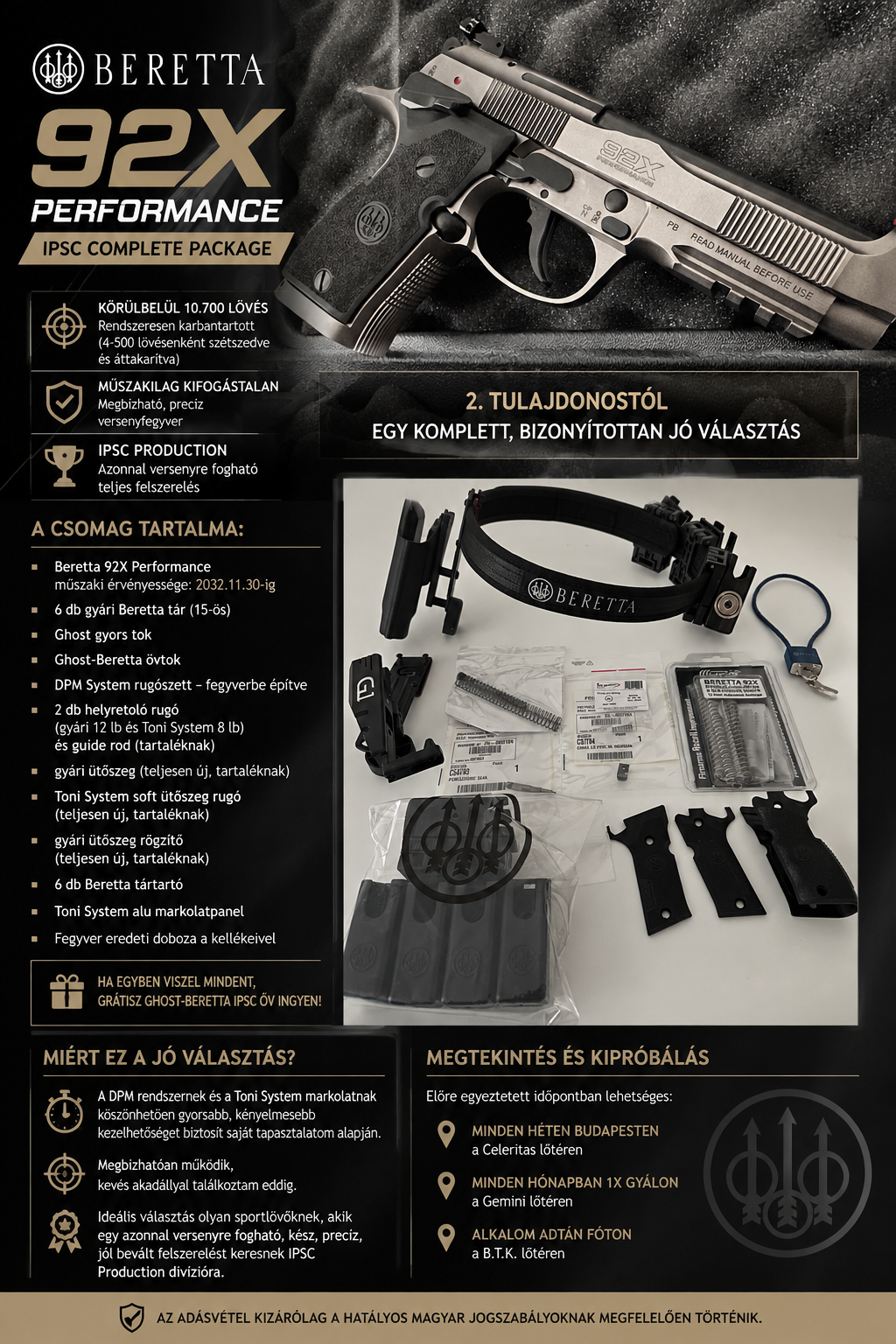 Beretta 92X Performance teljes IPSC felszereléssel eladó